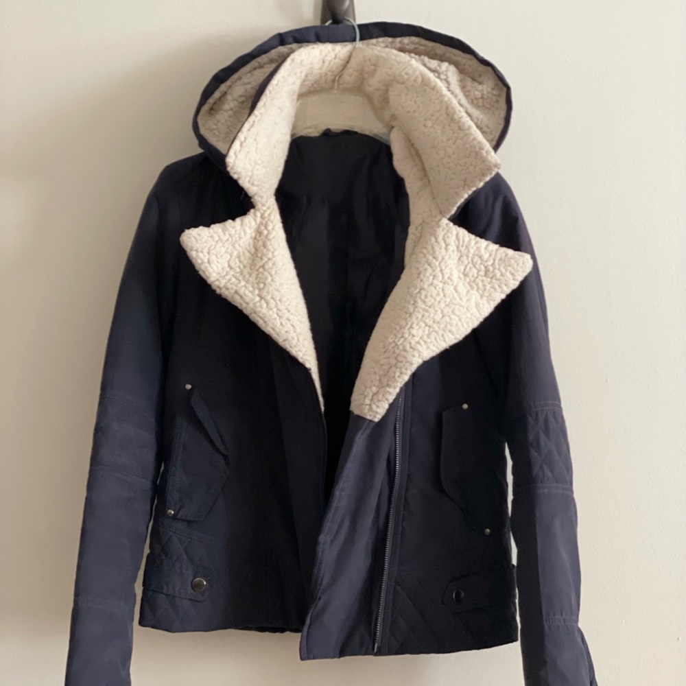 Winter Fleeced Jacket with Detachable Hoodie